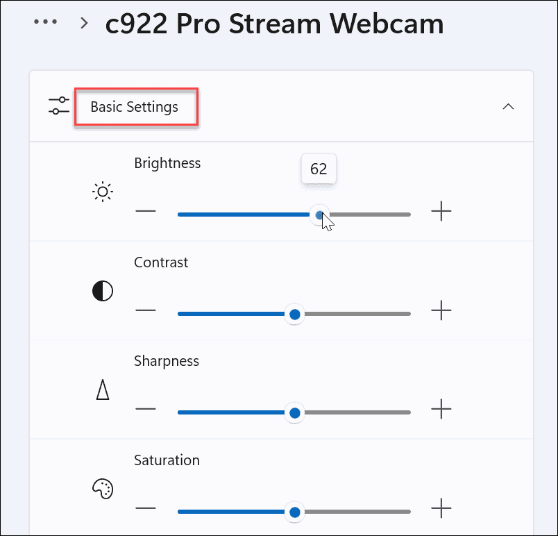 Manage Webcam Settings on Windows 11