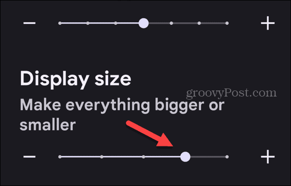 Display Size Slider Android Settings