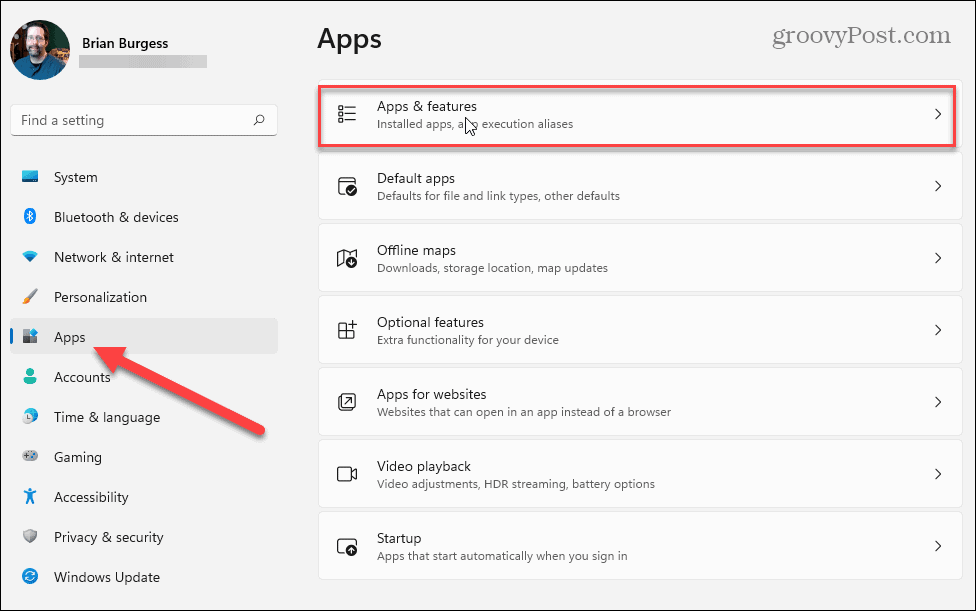 Windows 11 Settings Apps and features