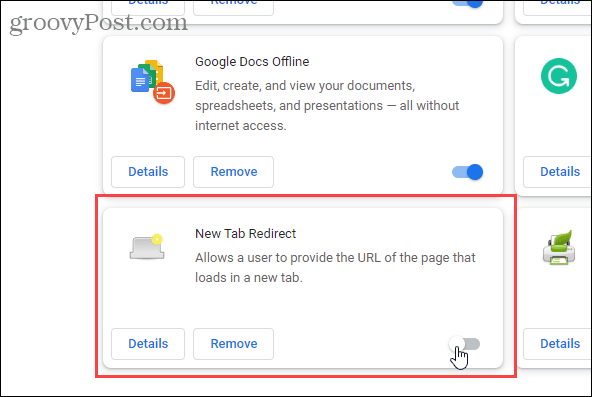 Disable the New Tab Redirect extension in Chrome