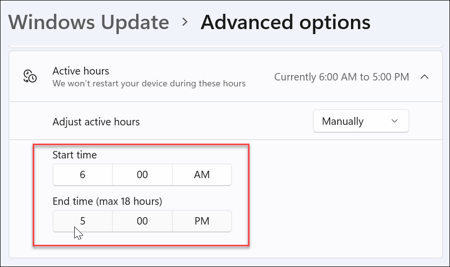 adjust active hours