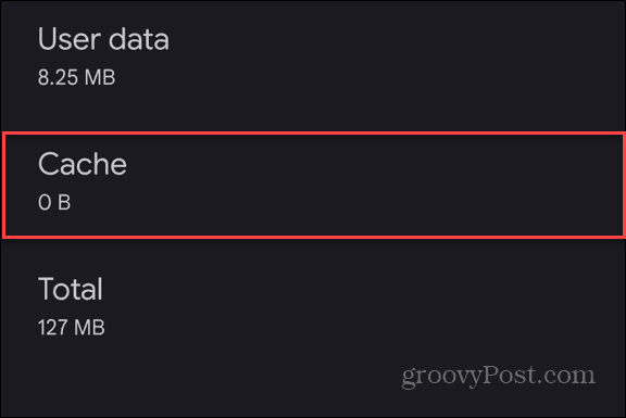 android cache set to zero after clearing