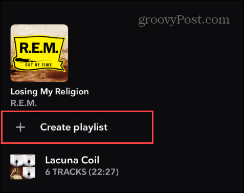 create playlist option tidal