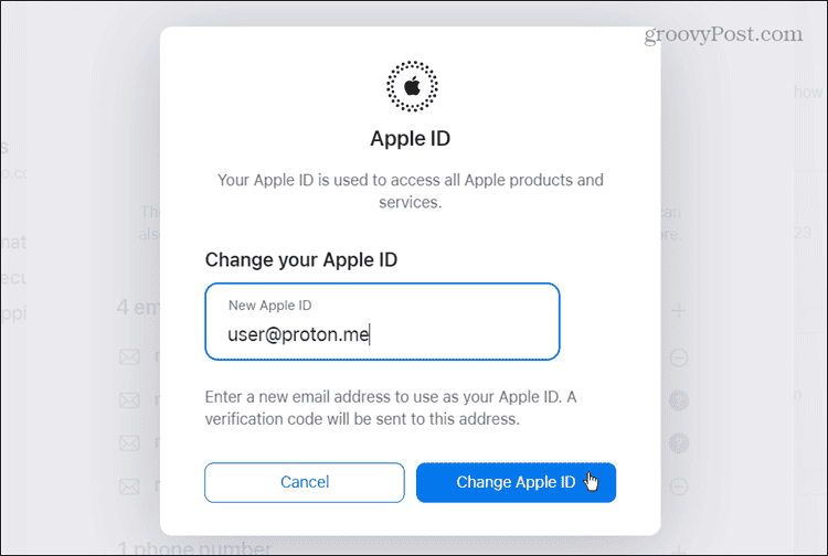 enter email for apple id