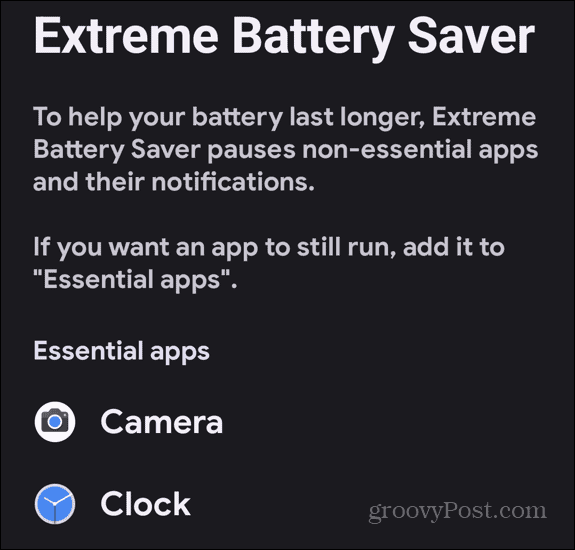 extreme battery saver options