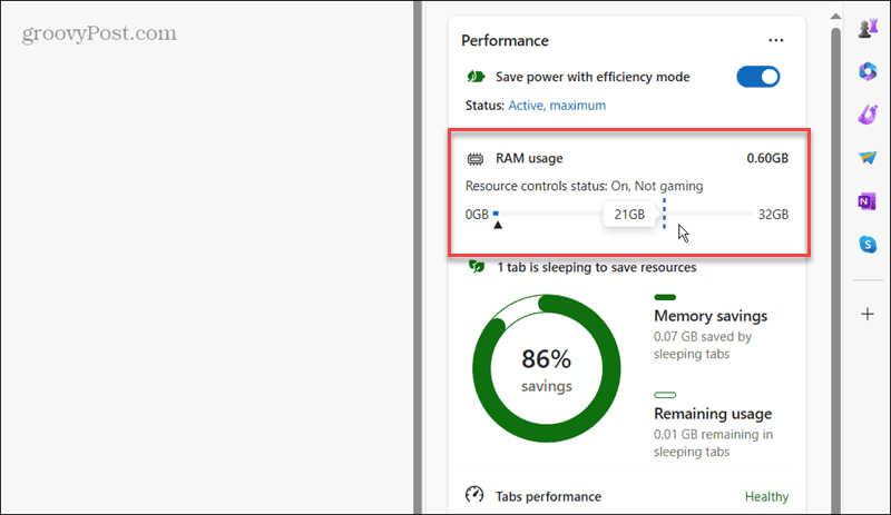 ram usage in browser essentials