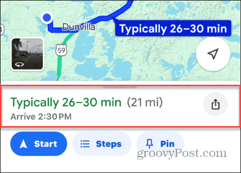 Typical Time google maps