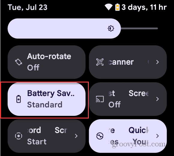 battery saver android notification shade