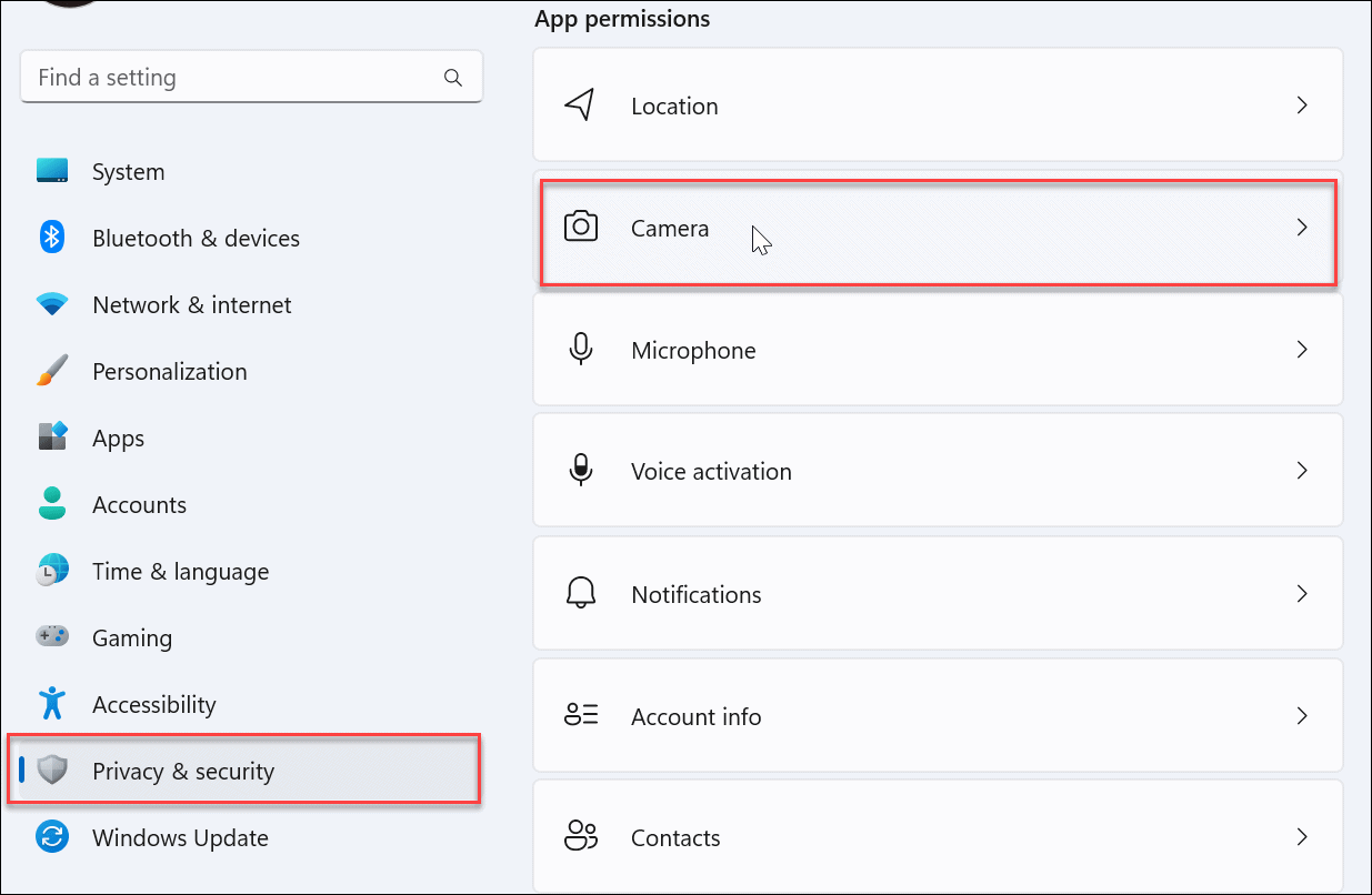 Manage Webcam Settings on Windows 11