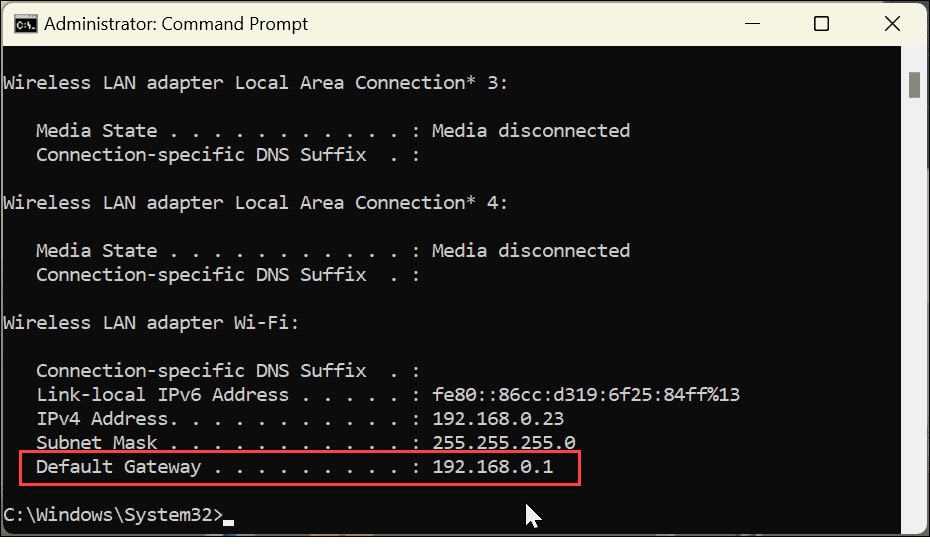 Find Your Router IP Address on Windows 11