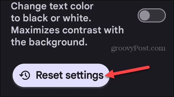 reset text settings on android