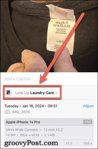 6 Tap look up laundry care