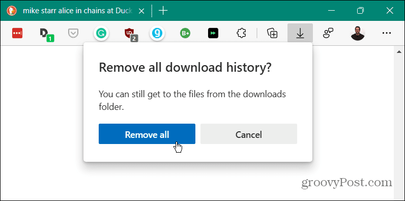 verify remove all download history