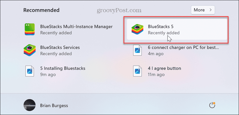 bluestacks start menu