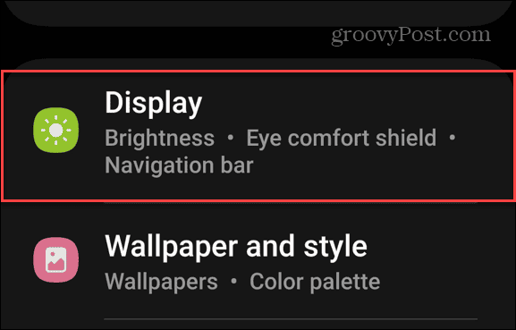 display option samsung phone