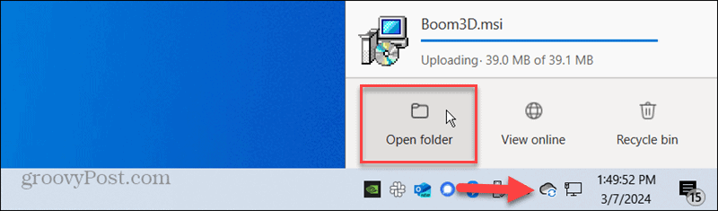 Open Folder onedrive menu windows