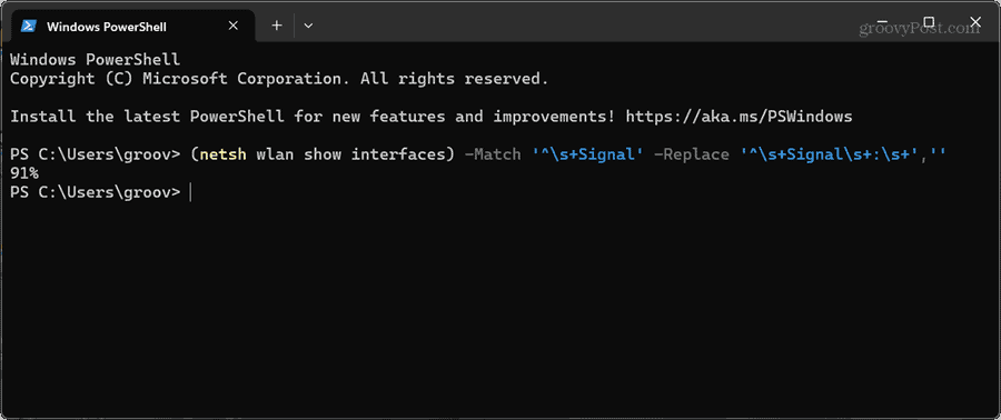 powershell wi-fi signal strength command