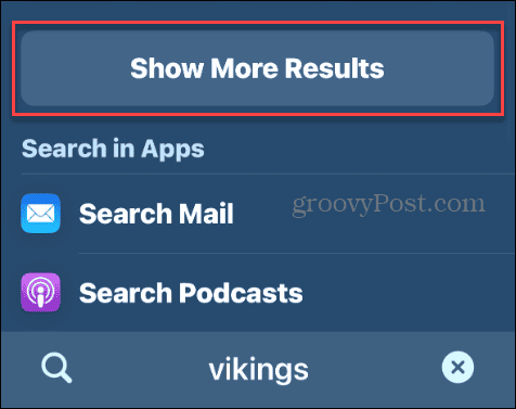 show more results spotlight search