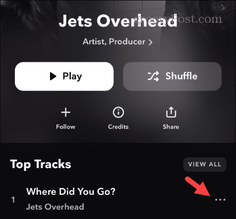 three-dot button next to song in tidal