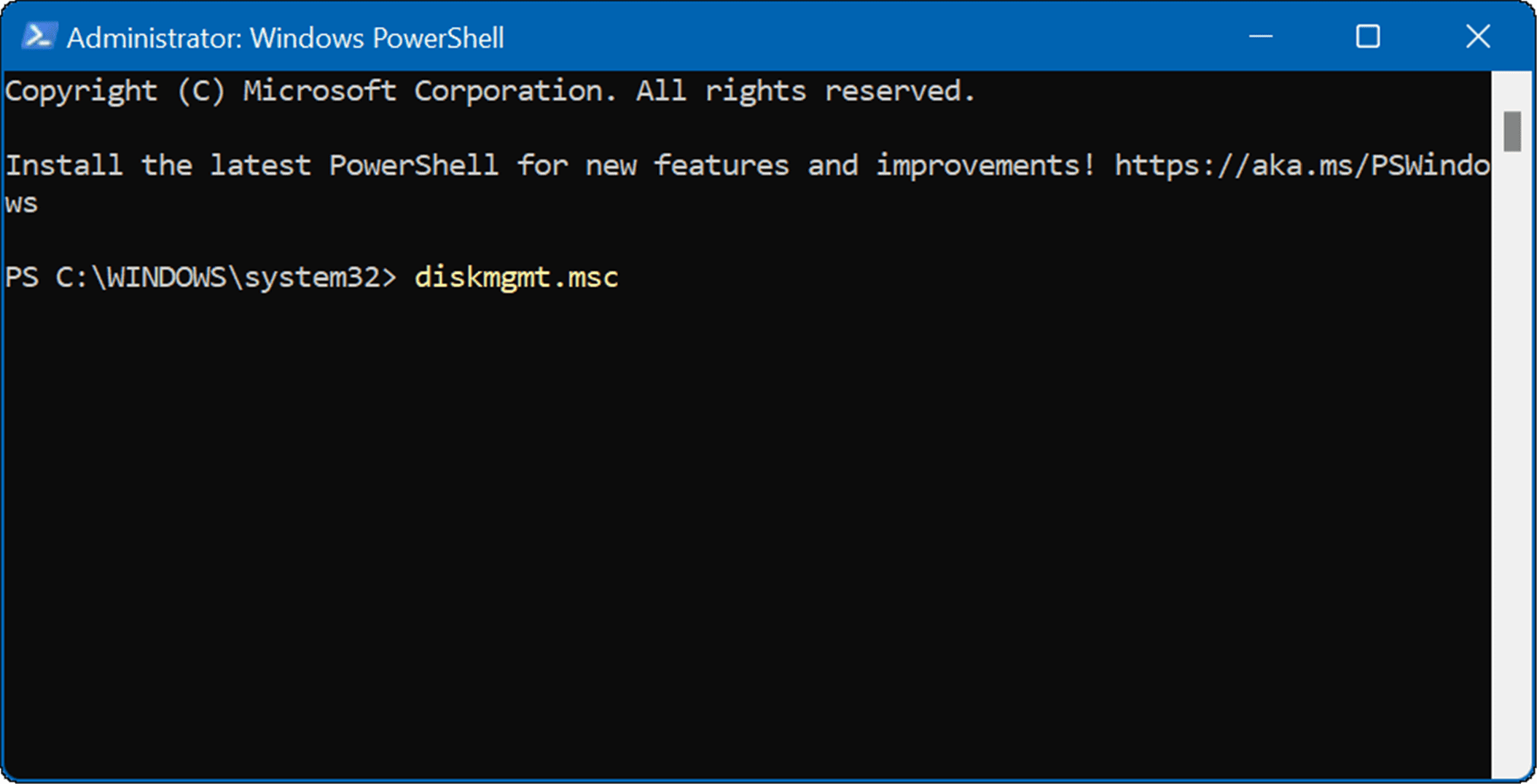 diskmgmt_msc open disk management on Windows 11