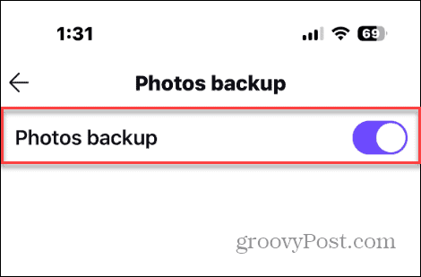 photos backup switch on or off