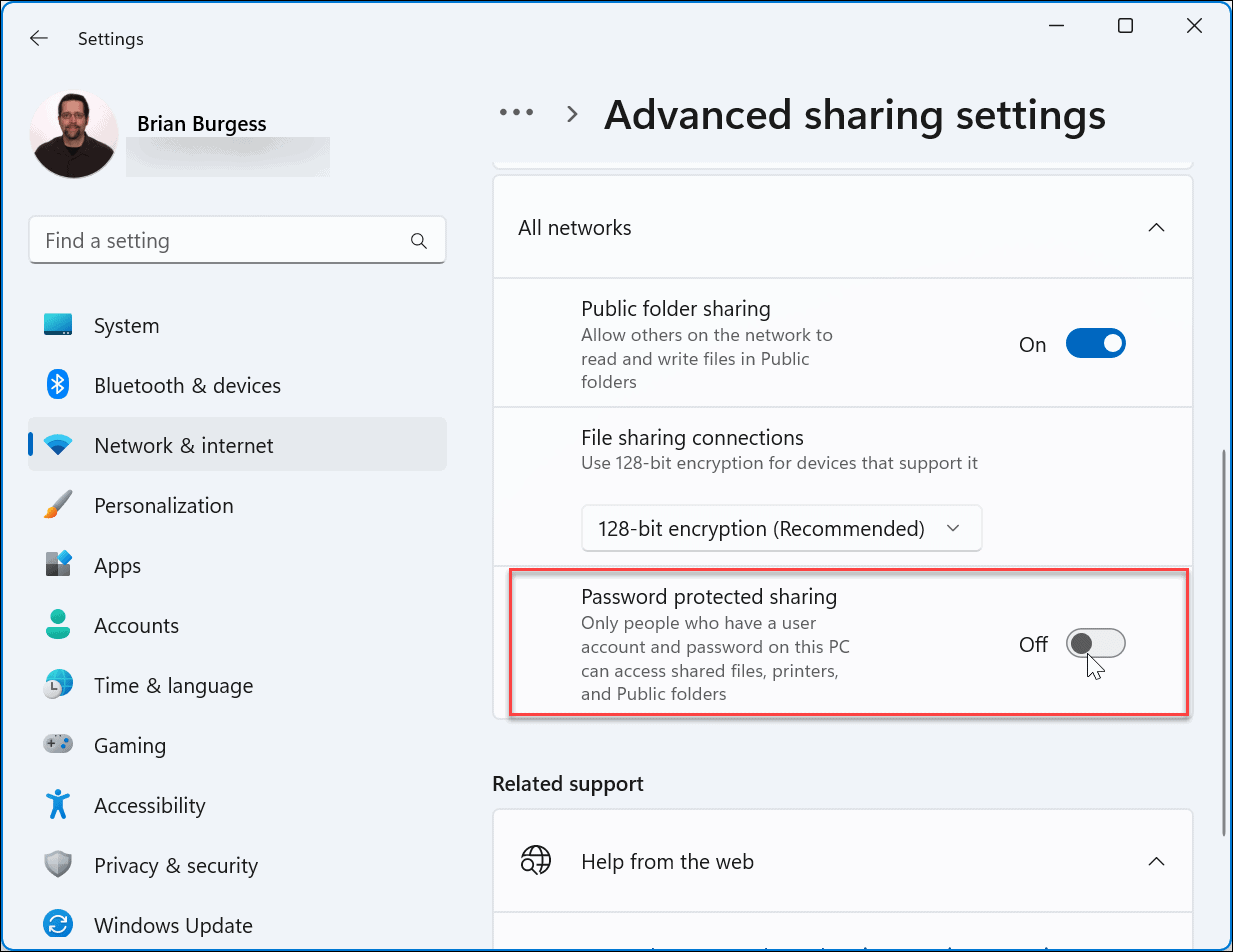 password protected sharing