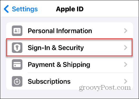 Tap the Sign-In & Security option