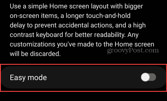 toggle off easy mode switch samsung