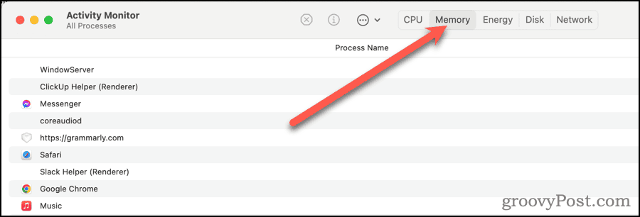 Activity Monitor - Memory Tab