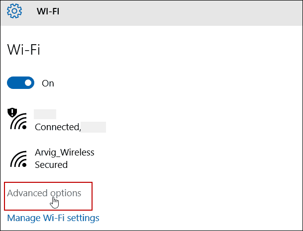 Advanced Settings WiFi