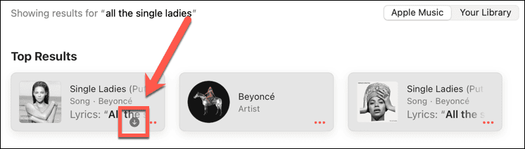 apple music gray arrow