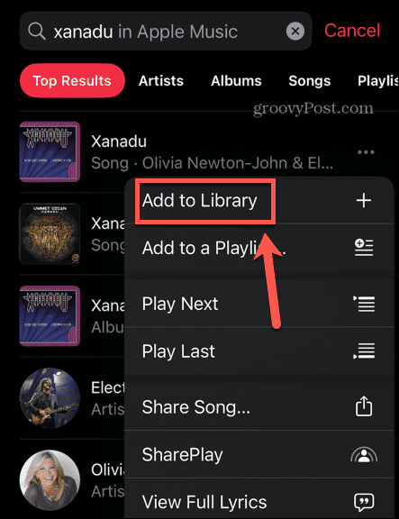 apple music add to library