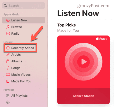 apple music recently added