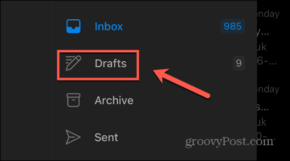 outlook mobile drafts folder