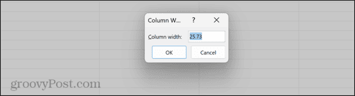 excel enter column width