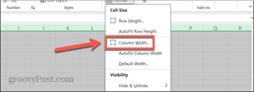 excel format column width