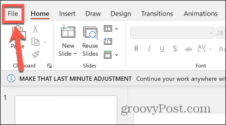 powerpoint file menu