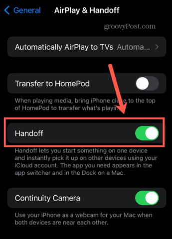 iphone handoff on