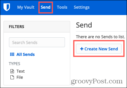 Create New Send on Bitwarden