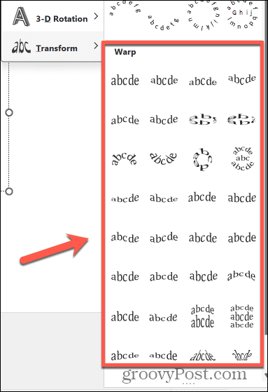 powerpoint warp options