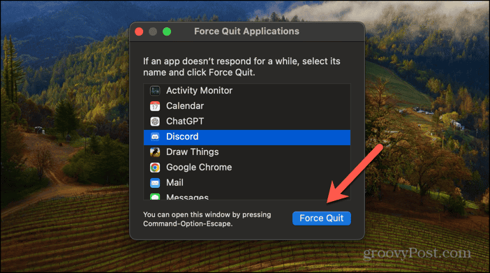 Mac force quit button