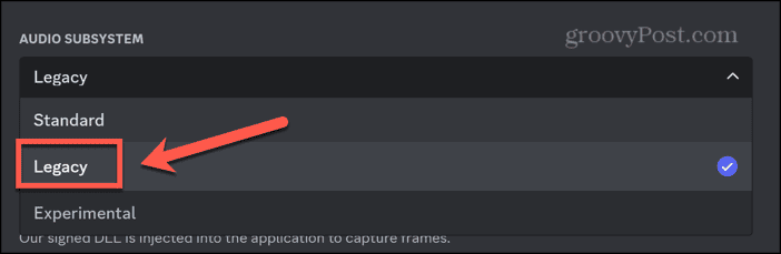 discord legacy audio subsytem