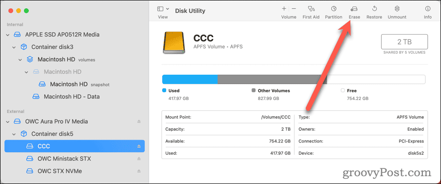 Disk Utility - Erase Volume