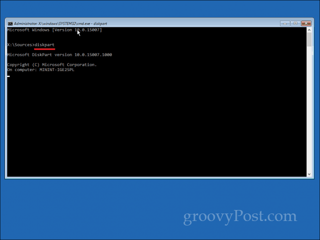 DiskPart Windows 10 command line