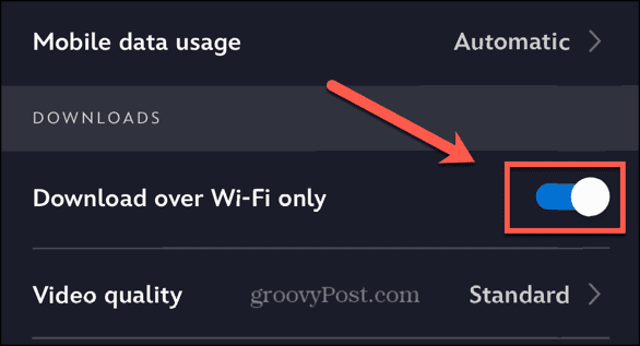 disney plus download over wifi toggle