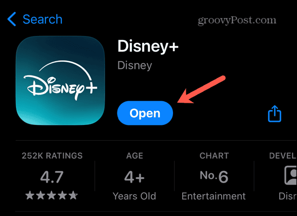 disney plus open button