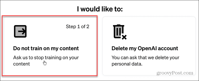 Do not train on my content chatgpt