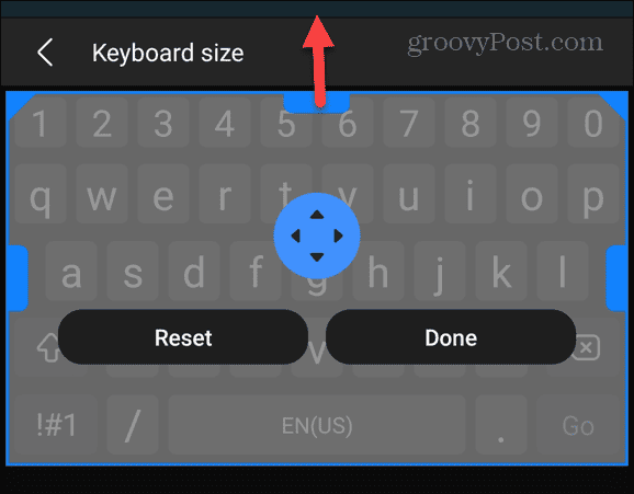 Drag to make samsung galaxy keyboard larger