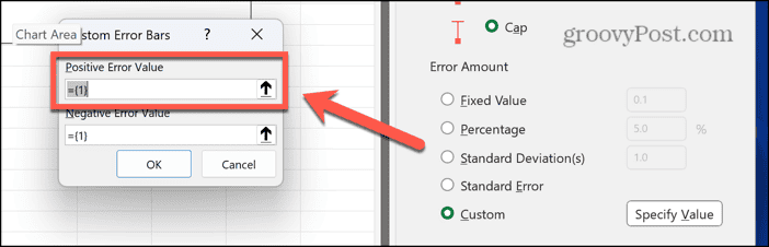 excel positive error value