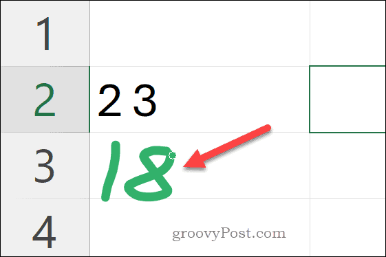 Writing numbers using the Action Pen in Excel, which will convert the handwriting to text